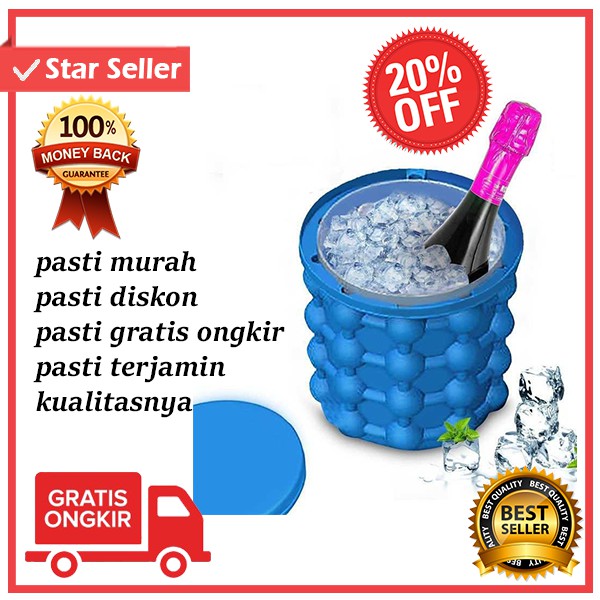 Ice Genie Pencetak Es Batu Ice Cube Maker 3D Silicone Mold / cetakan es batu silikon dengan tutup / 