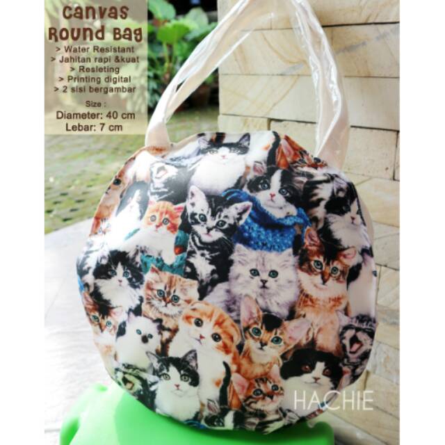 

Canvas Round Bag (cats)