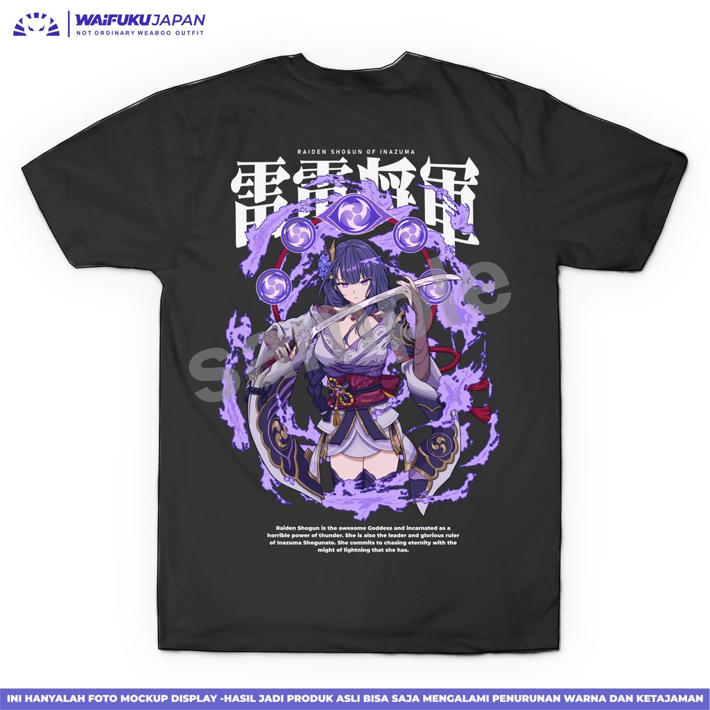 T-shirt Kaos Genshin Impact - Raiden Shogun Baal " God of Thunder "