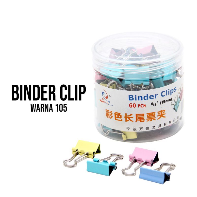 

(dian) penjepit kertas, binderclip isi 60pcs warna warni 105