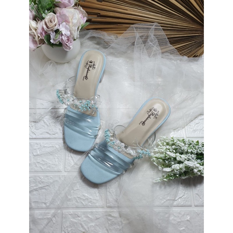 sandal jasmine babyblue tinggi 5cm kaca