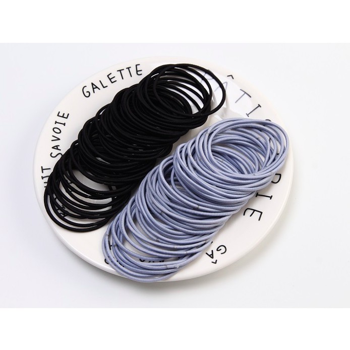 Ikat Rambut Korea I Can Swim isi 100 pcs Warna Warni DAPET POUCH-BLACK + LIGHT BLUE