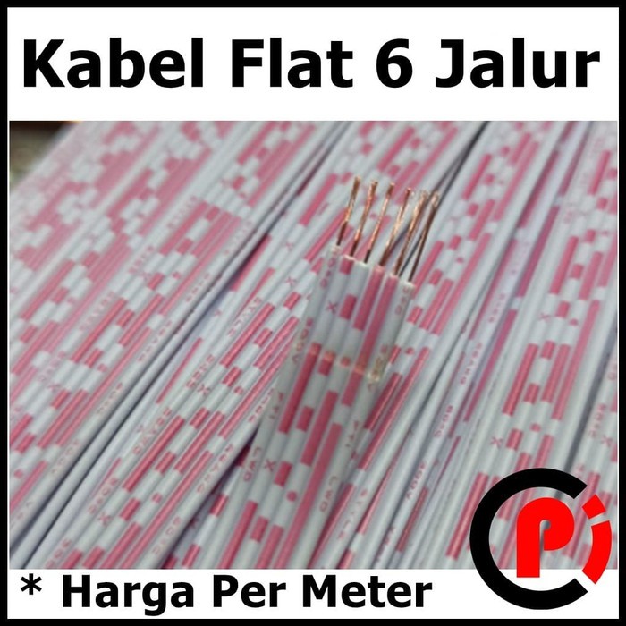 Kabel Flat 6 Jalur 6P Pin Per Meter