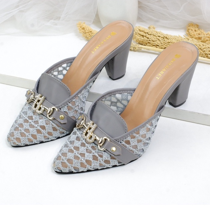 FLASH SALE 7.7 Sandal Wanita High Heels Brukat Jala SP 21