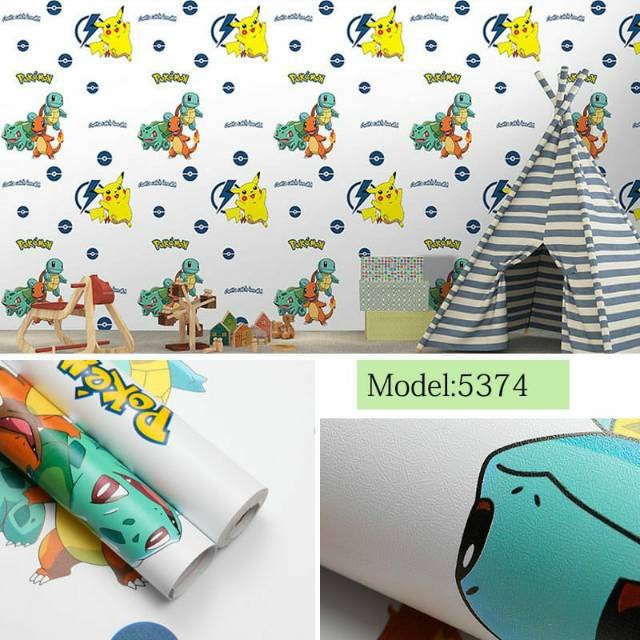 Wallpaper Sticker Motif Pokemon 5374  / Wallpaper New 2020 / Ukuran 9mx45cm