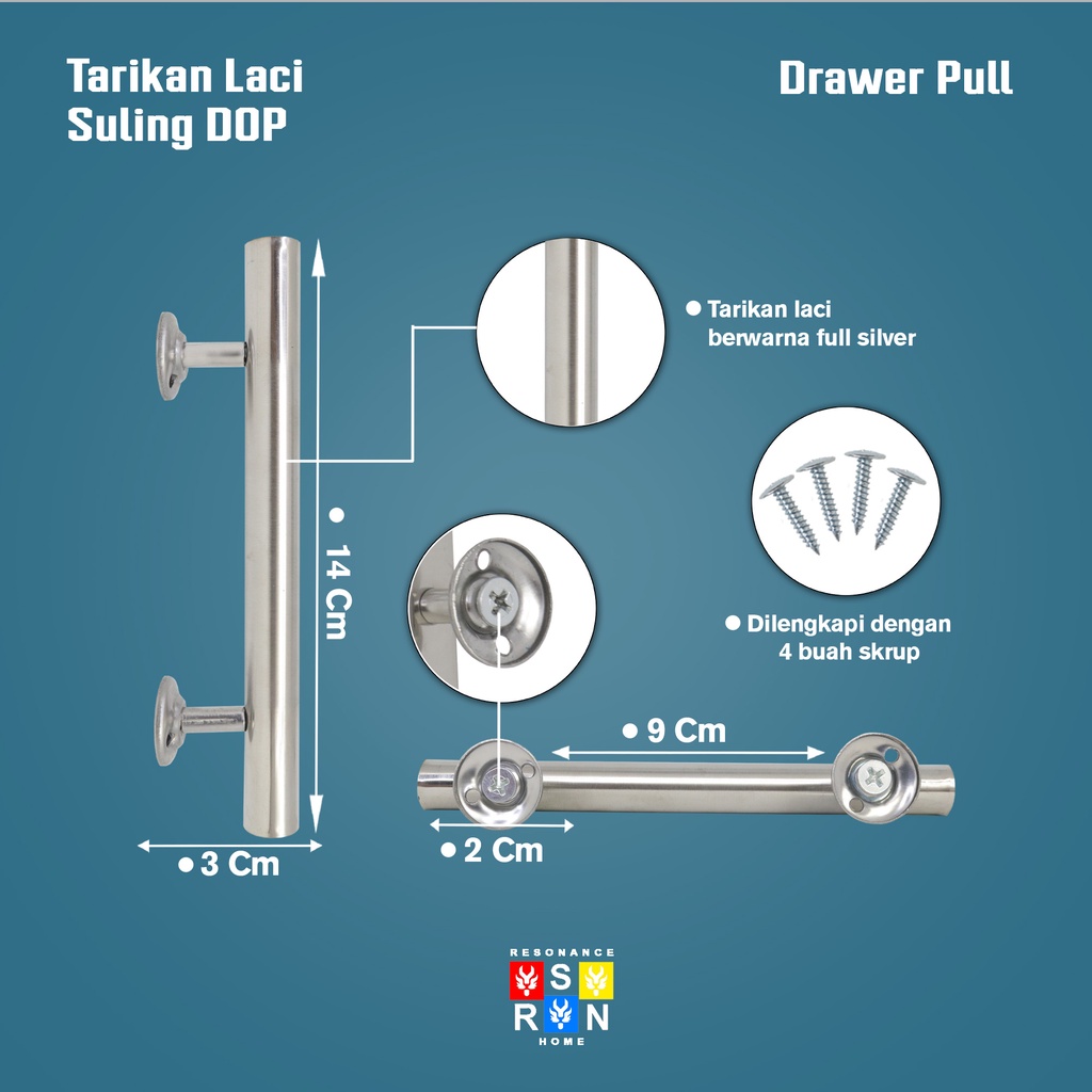 Tarikan Laci Lemari Jendela Model Suling Bulat 14CM / Handle Gagang Pintu Drawer Pull Door Knob Resonance Home