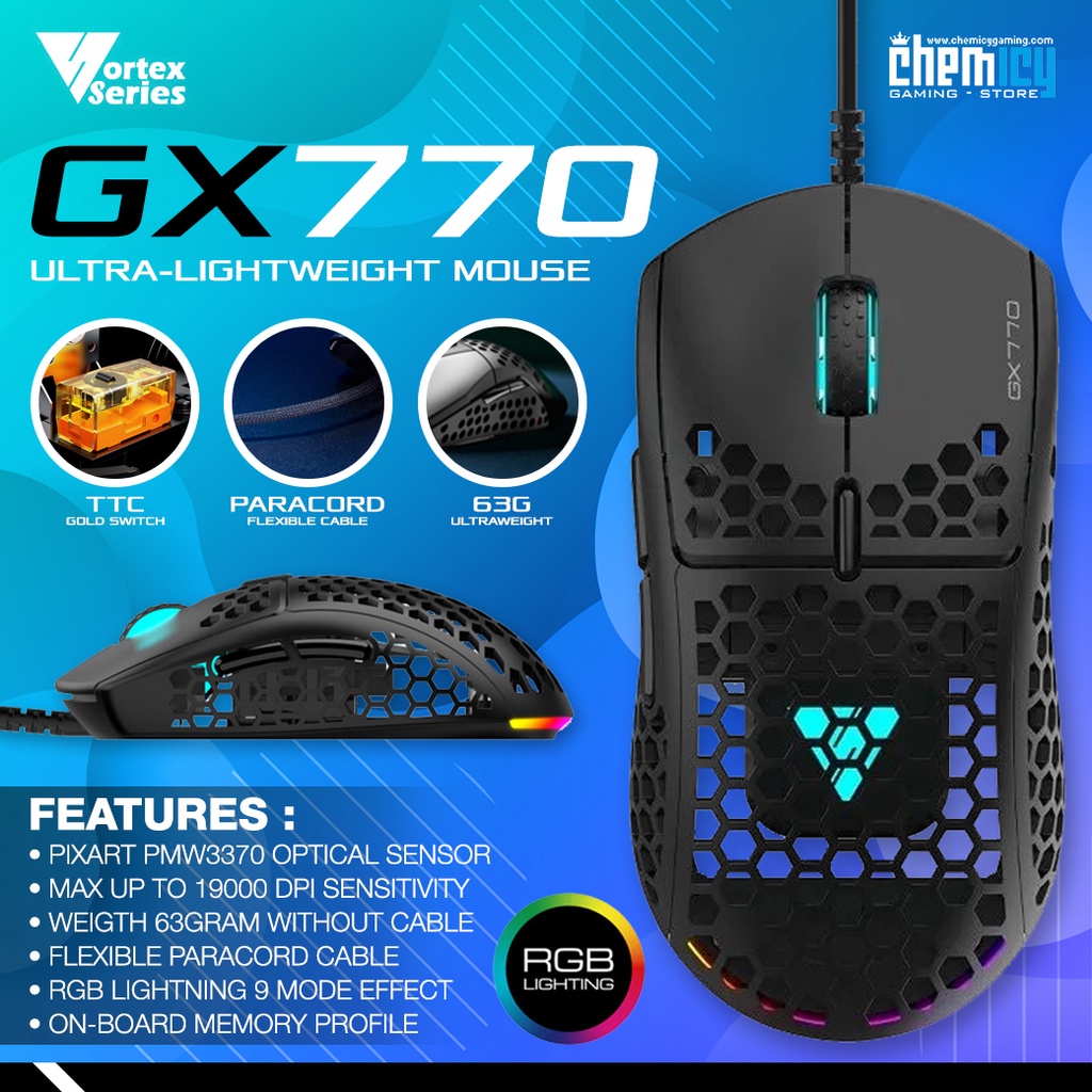 Vortex Series GX770 / GX-770 RGB Ultra-lightweight Gaming Mouse