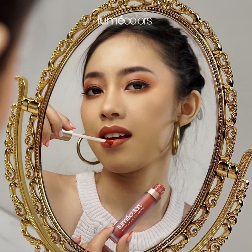 [3in1] LUMECOLORS Cheek Mousse Lipstik 5ml  Multifungsi Eyeshadow Perona Pipi Blus On Lumecolor Lipcream Bibir Kering  shade  sunset kiss Stokist Lume Surabaya-2