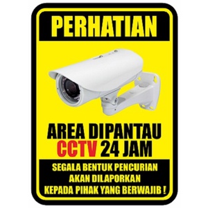 Stiker AREA DIPANTAU CCTV anti maling peringatan