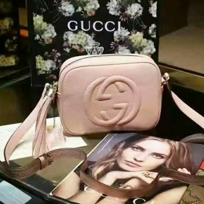 TAS SELEMPANG WANITA GUCCI SOHO CREAM ORI LEATHER HOT ITEM