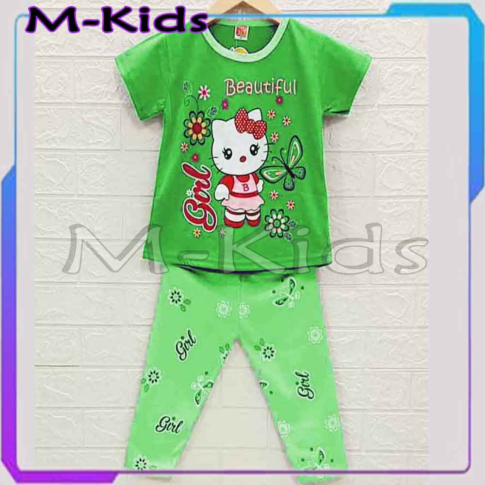 MKids88 - Baju Setelan KAOS CP Anak Gambar Hello Kitty