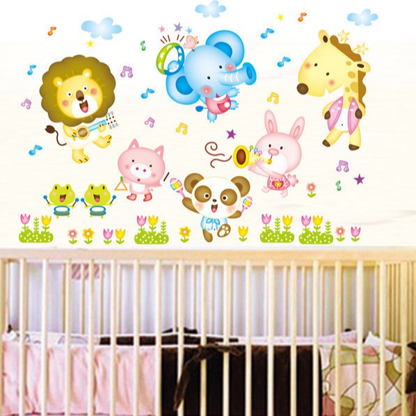 RELIZA WALL STICKER POHON ANIMAL KARTUN HEWAN ANAK JERAPAH STIKER DINDING 1015