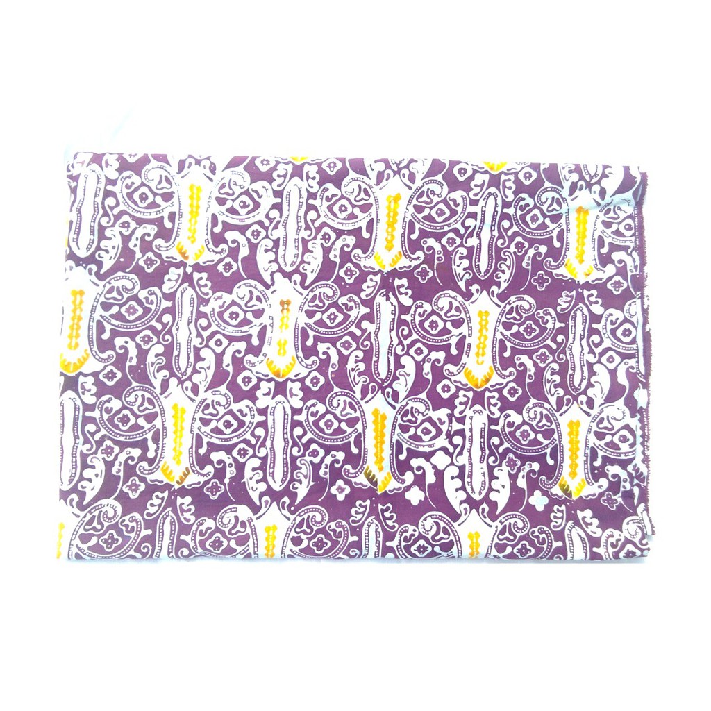 Kain Batik Cap Motif Gatra Rinonce Khas Bojonegoro Warna Dasar Ungu Kode 101