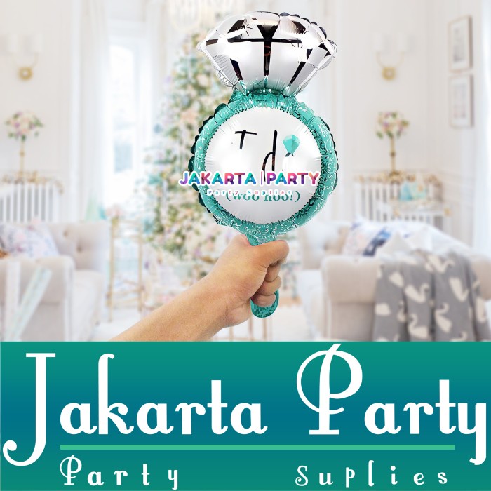 Balon Foil Diamond Biru Mini / Balon Karakter Diamond / Balon Cincin