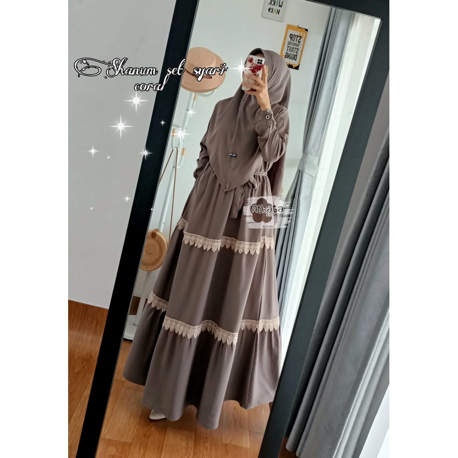 [Terbaru] Gamis set hijab/Shanum set syar'i ori Athata by Dzee
