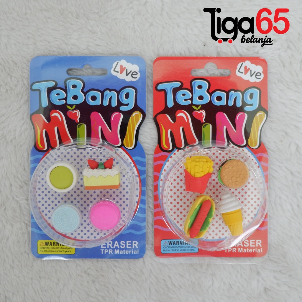 365 Cartoon Eraser #41162 Penghapus Set Food Shape Penghapus Lucu Isi 4 pcs