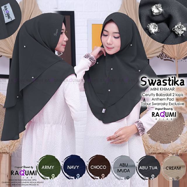 SWASTIKA ORIGINAL RAQUMI HIJAB | RAQUMI KLATEN | Khimar Abu Tua | Khimar Ceruty | Khimar pad anthem