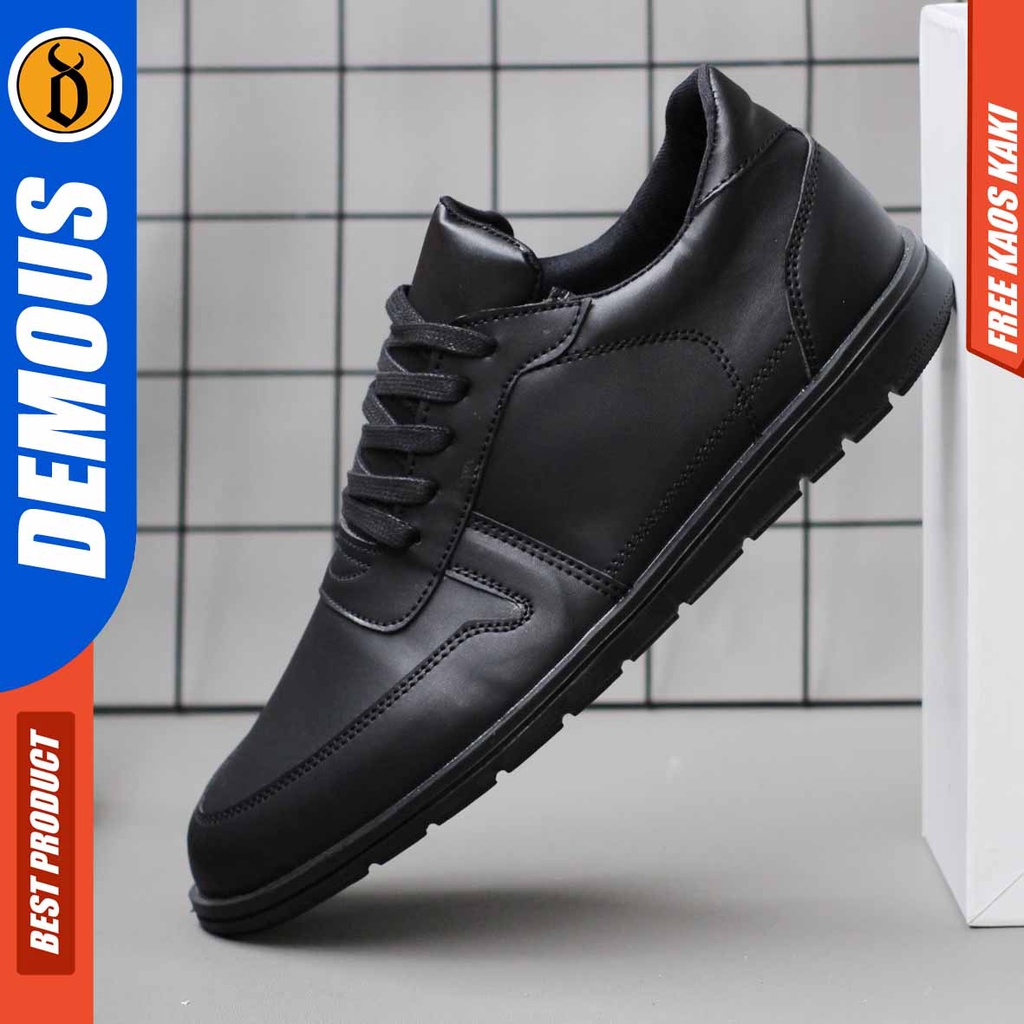 DEMOUS MUGEN Sepatu Kasual Formal Kerja Kulit Pu Hitam