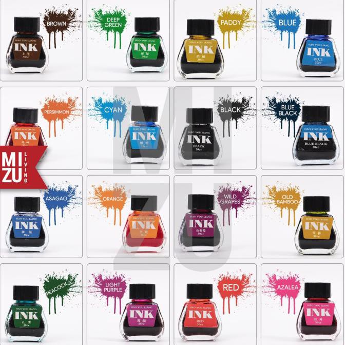 

Update Mizu Hyl 16 Colours Fountain Pen Ink 30Ml Tinta Fountain Pen 16 Warna - Black Bagus