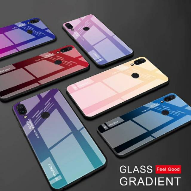 Gradient Glass Case Vivo V9 Y85 VivoV9 VivoY85 Softcase Hardcase Casing HP