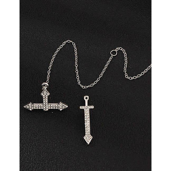 LRC Anting Tusuk Fashion Silver Cross Micro-studded Earrings Single  D34658