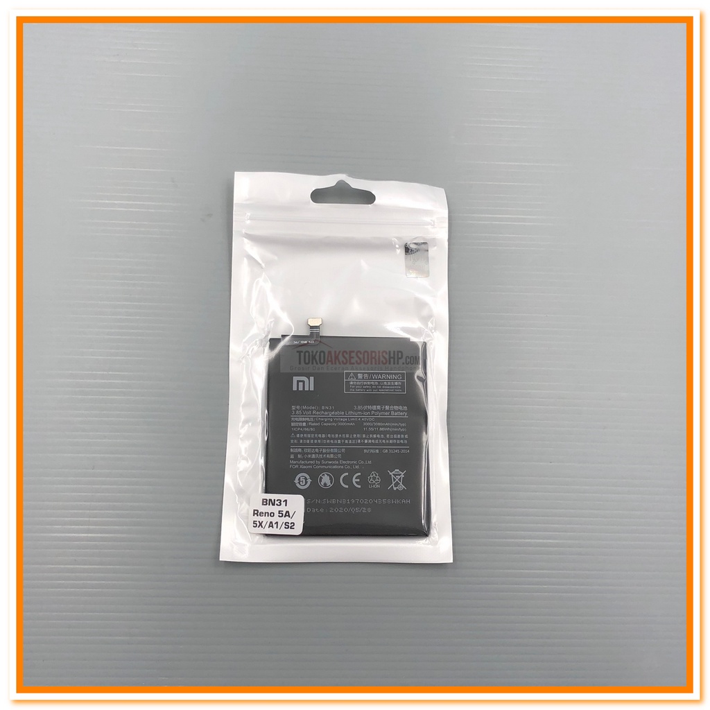 BATERAI REDMI NOTE 5A BATERAI REDMI 5X / XIAOMI MI A1 BATERAI XIAOMI REDMI S2 BATERAI XIAOMI BN31 OR