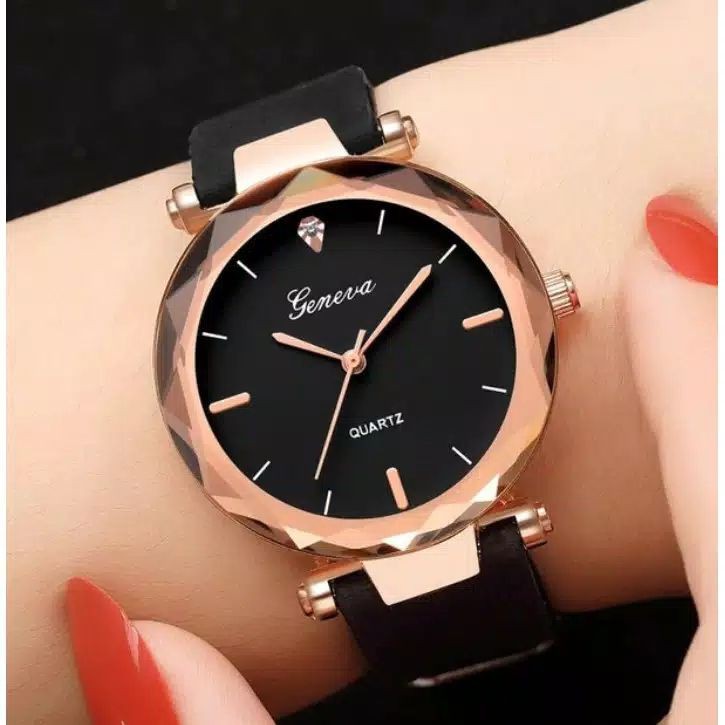 ✅COD [BBS] Jam Tangan Wanita Geneva Kulit Kaca Belimbing DR002