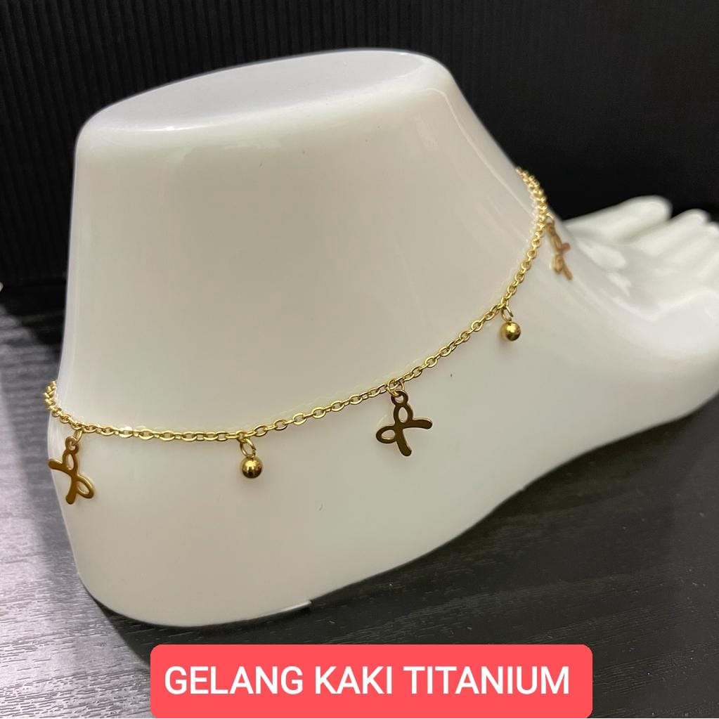 GELANG KAKI TITANIUM WANITA EMAS/SILVER TERLARIS TERMURAH