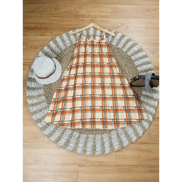 GS-ROK PLISKET DAISY PREMIUM / LILY DAILY PREMIUM /ROK PLISKET PANJANG/ROK PLISKET MOTIF BUNGA-ROK KOTAK KUNING