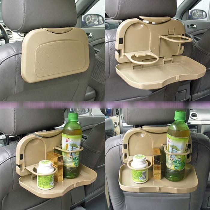 Travel Dining Car Tray Meja Lipat Portable Mobil Organizer Botol Makan