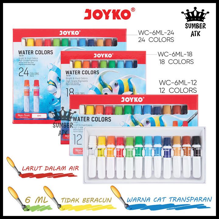 

Terbaru!!!! Cat Air Water Color Joyko Wac-6Ml 12 , 18 , 24 Warna