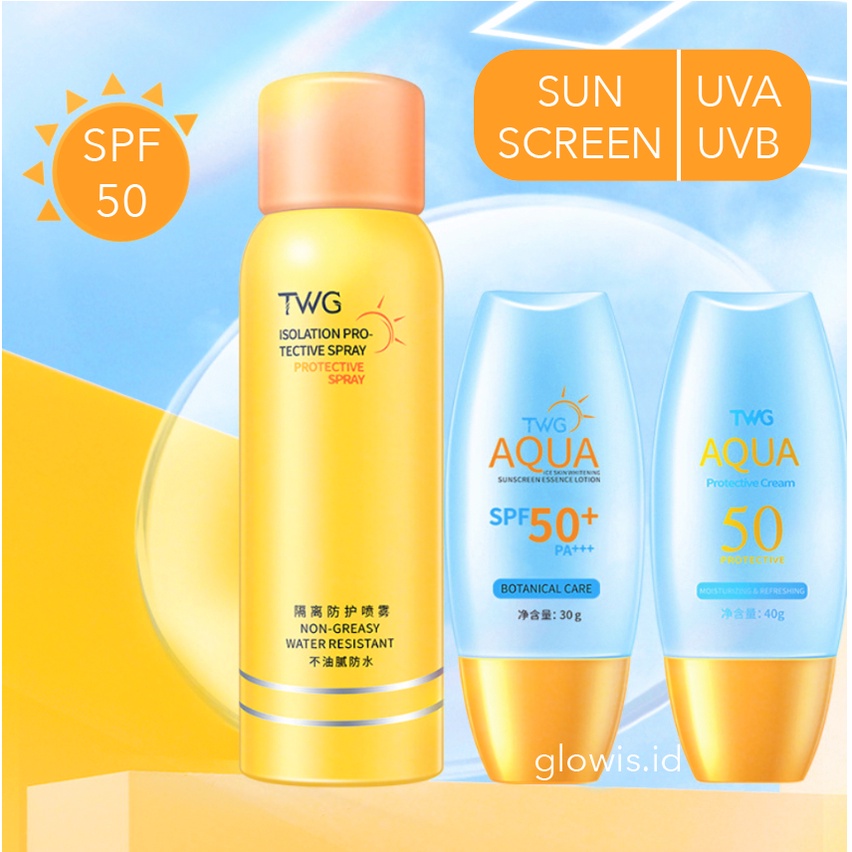 TWG Sun Screen Spray SPF 50 Sun Block Tahan Lama 150ml XX073