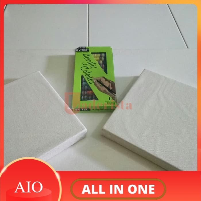 

paket canvas lukis ukuran 20x20 & cat acrylic