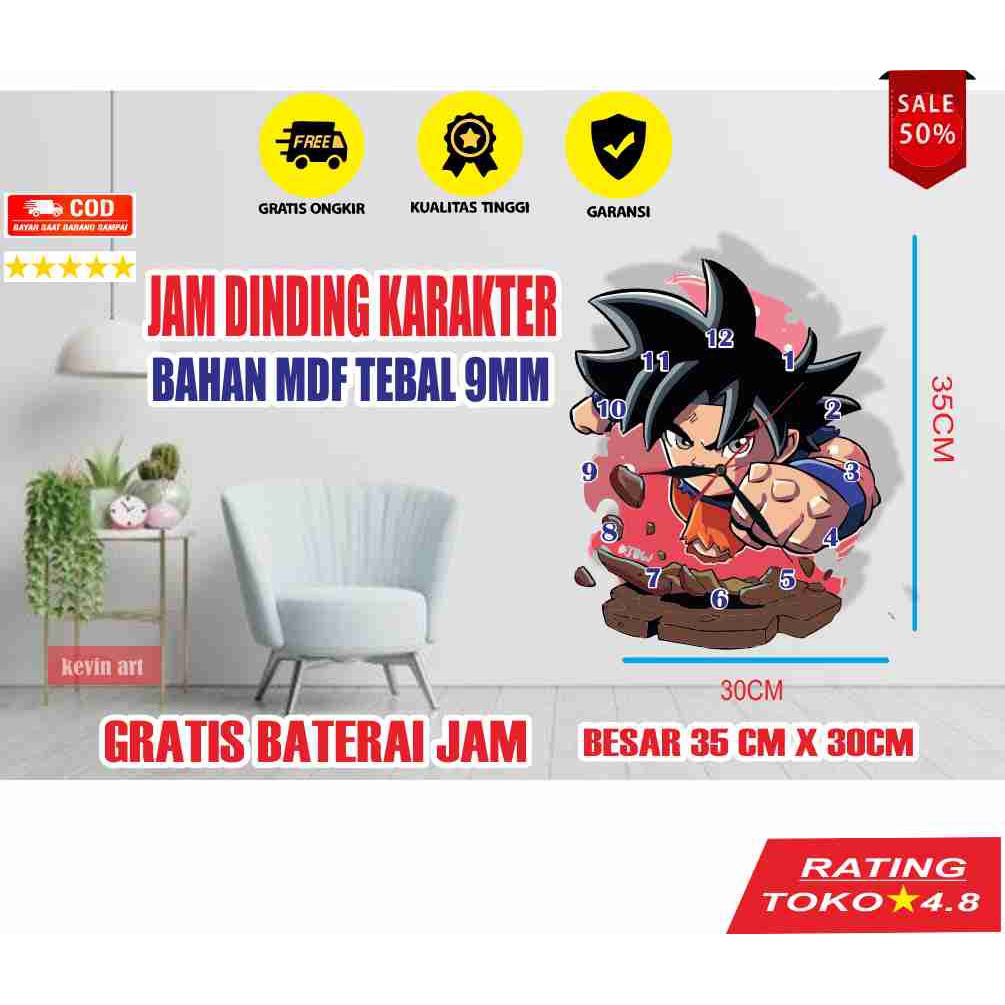 JAM DINDING BESAR KARAKTER DRAGON BALL GOKU LUCU UNIK KEREN MINIMALIS DEKORASI DINGDING KOLEKSI POSTER KAYU ANIME MURAH TERBARU