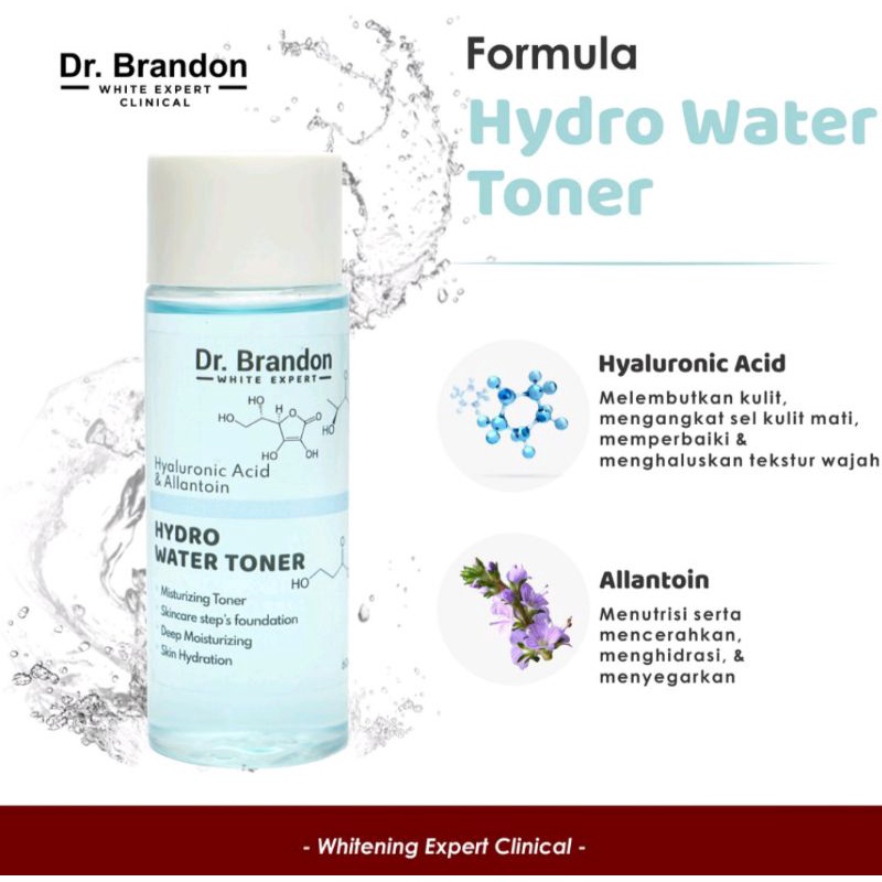 Dr. Brandon HYDRO WATER TONER (With Hyaluronic Acid &amp; Allantoin) 60ml