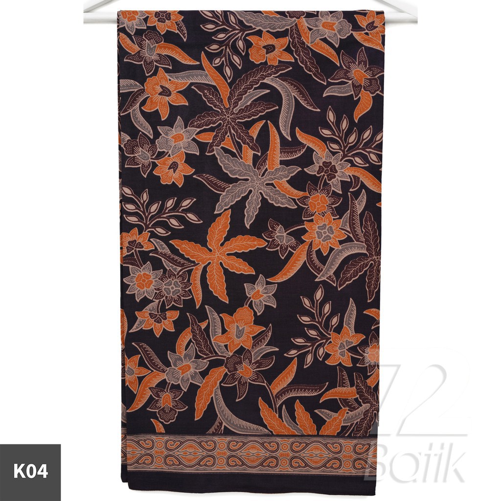 KAIN BATIK PREMIUM Bahan Katun Motif Kembang Setaman Warna Biru Orange 724031 Cap 72 Jarik Jarit Samping Kebat Panjang Batik Katun Modern Premium Bahan Seragam Batik Pernikahan Kantor Keluarga Murah Kamen Jadi Batik Bali Lembaran