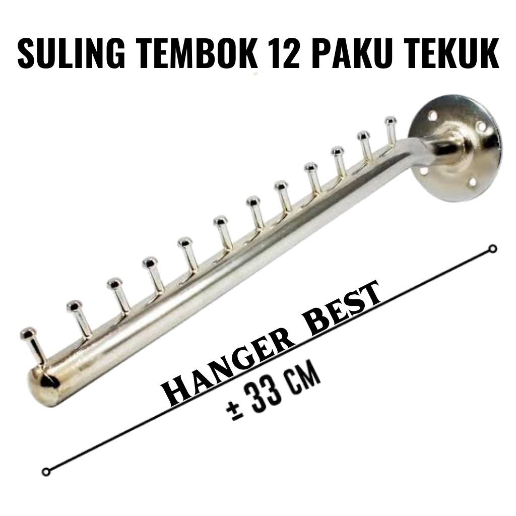 Hanger Suling Tempel Tembok 12 Titik Paku Gantungan Baju Display Toko