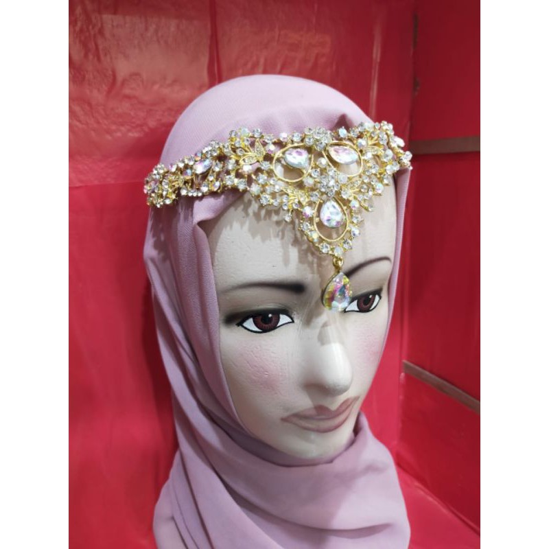 assesoris pengantin headpiece ranai laca kalung dahi
