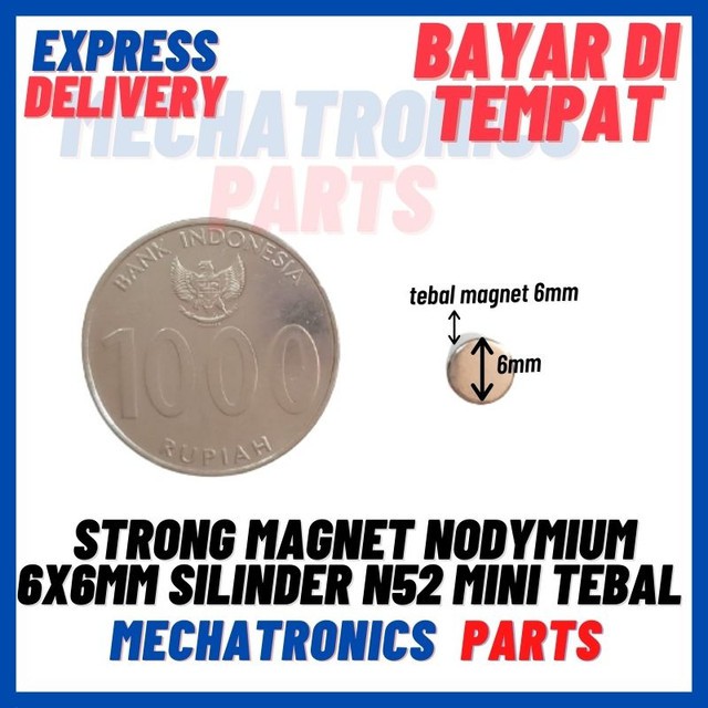 [MGT-9021] STRONG MAGNET NODYMIUM 6X6MM SILINDER N52 MINI TEBAL 6MM