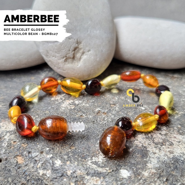 Gelang Amber Baltic Lithuania Balita &amp; Anak Glossy Multicolor Bean BGMB127 By Amber Bee