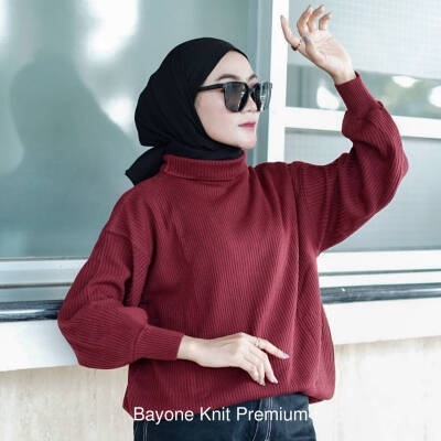 SWEATER RAJUT ARUMI BAYONETA TURTLENECK TANGAN BALON/BLOUSE RAJUT WANITA PREMIUM TEBAL