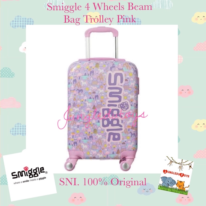 Smiggle Tas Troli Koper Anak 4 Wheels Beam Bag Pink Original