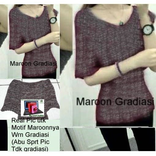 Atasan Wanita - Blus Sifon - Blouse Wanita Top Batwing Polos Rajut Produk Terbaik