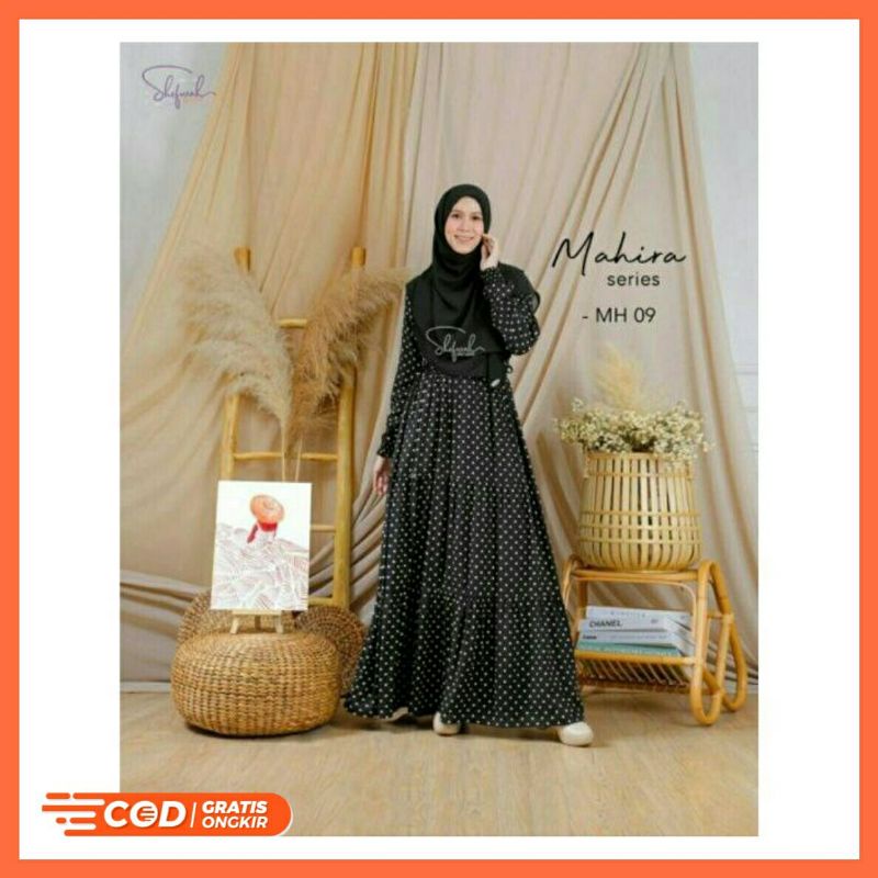 Mahira Series by Shofwah Gamis Motif Abstrak Gamis Kasual Gamis Hari Raya