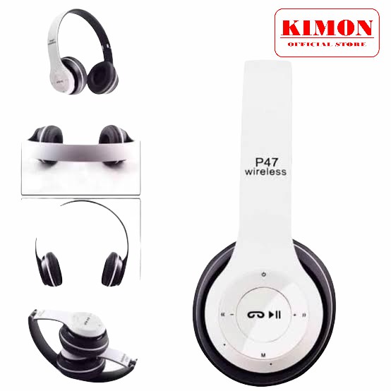 HEADSET BLUETOOTH P47 HEADPHONE WIRELESS STEREO BASS KUALITAS BAGUS