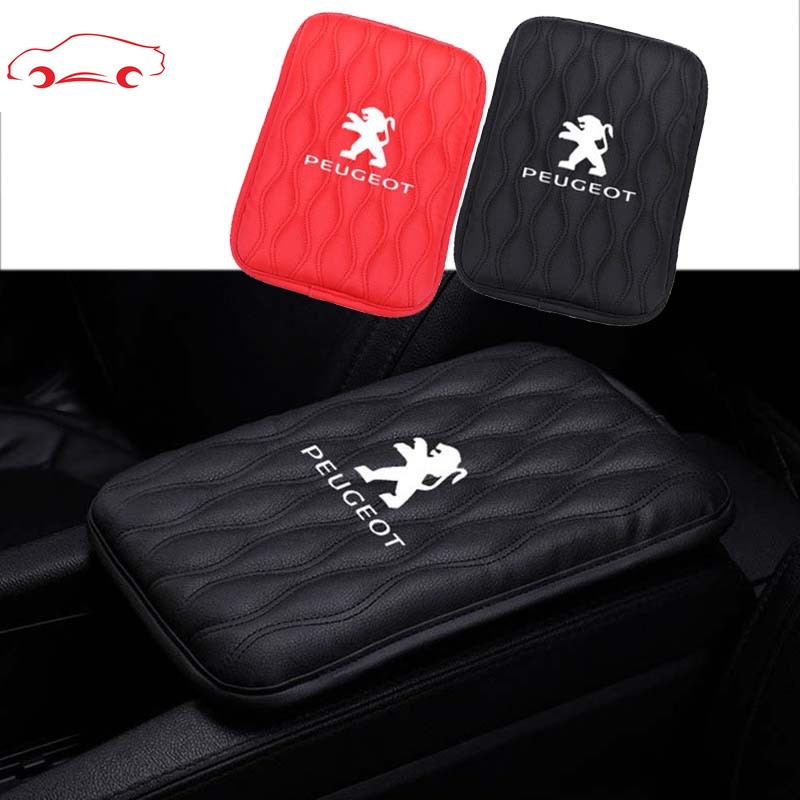 Car Armrest Pad Universal Leather Auto Center Console Storage Box Cover Mat Automobiles Waterproof Armrest Protector Cushion For Peugeot 308 206 208 3008 508 408 207 406 405 407 2008 5008 306 307 RCZ