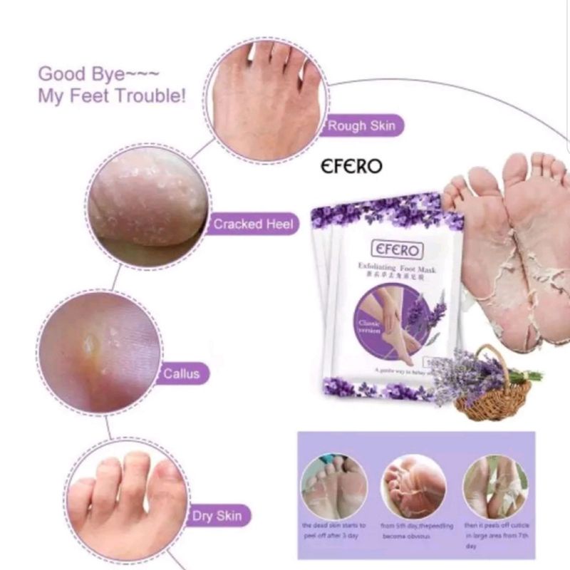 Efero Foot Mask / Masker Kaki Efero / Masker Kaki Merawat Kaki Tumit Kering Pecah-Pecah &amp; Mengelupas Kulit Mati / Masker Kaki Exfoliating Kelupas Kulit Mati / Foot Peeling Foot Exfoliating Foot Mask / Masker Perawatan Kaki / Masker Kaki Melembutkan Kaki