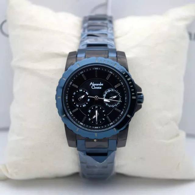 Jam Tangan Wanita Alexandre Christie AC 6141 Black Blue.Original