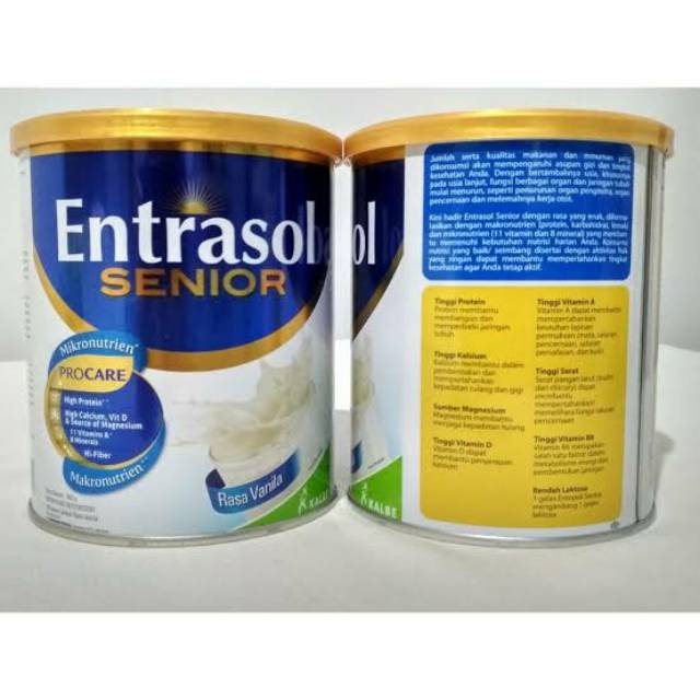 

Entrasol senior 400gr kaleng