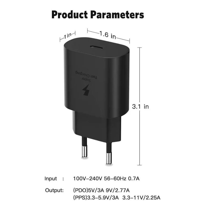 Original Samsung 25W PD Adapter USB C/ 25W Adapter Super Fast Charging